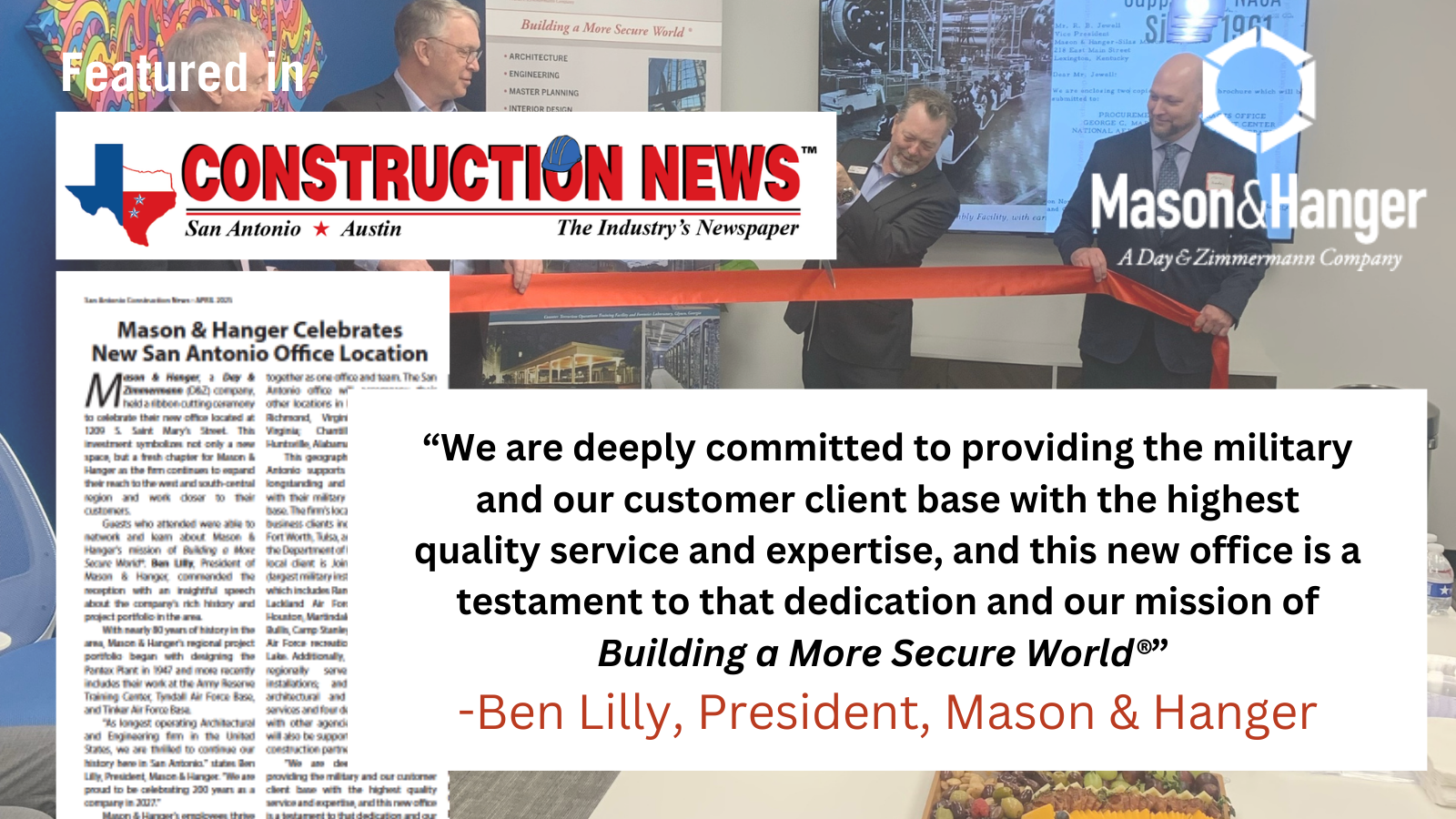 IN THE NEWS: Mason & Hanger Celebrates New San Antonio Office Location