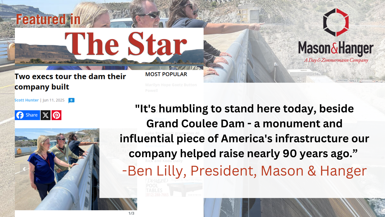 In The News: The Star Features Mason & Hanger Executives Touring the Dam Our Company Built