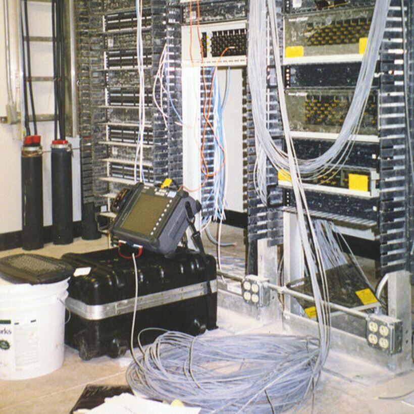 electrical engineering equipment with wires and computers